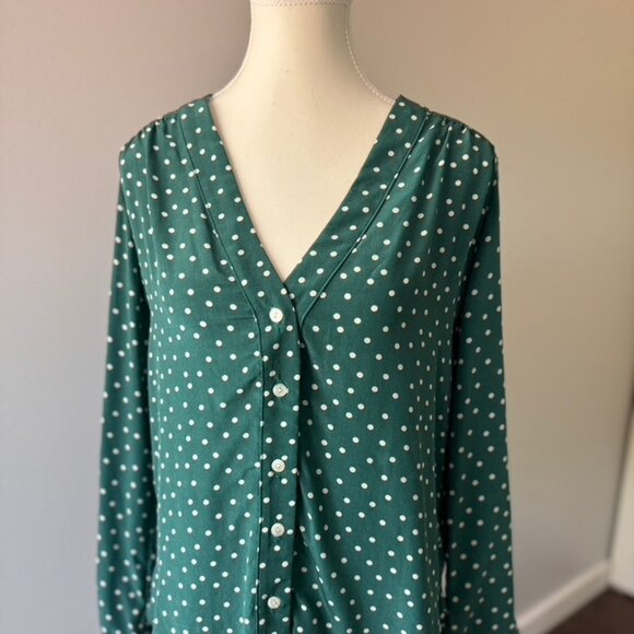 Amour Vert 100% Silk Polka Dot Blouse Size Small - Picture 2 of 7